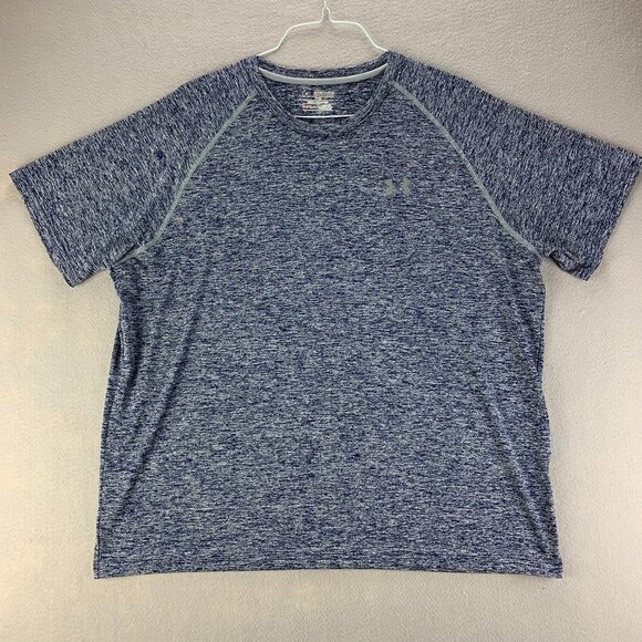 Under Armour Shirt Mens 2XL XXL Blue Gray Pullover‎ Loose Heatgear Polyester - Picture 1 of 9